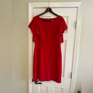 Calvin Klein Red Dress front Pockets Short sleeves 12